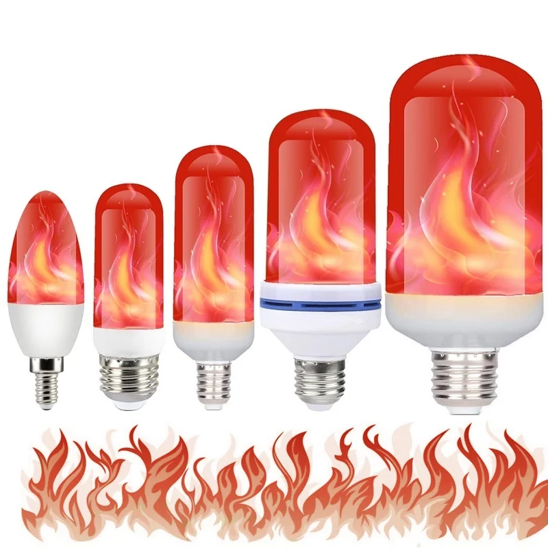 red E12 Flame Bulb LED Red Fire Bulbs - Decorative Flickering Bulbs 3 Mode 3W Candelabra Candle Red Light Bulb for Chandelier