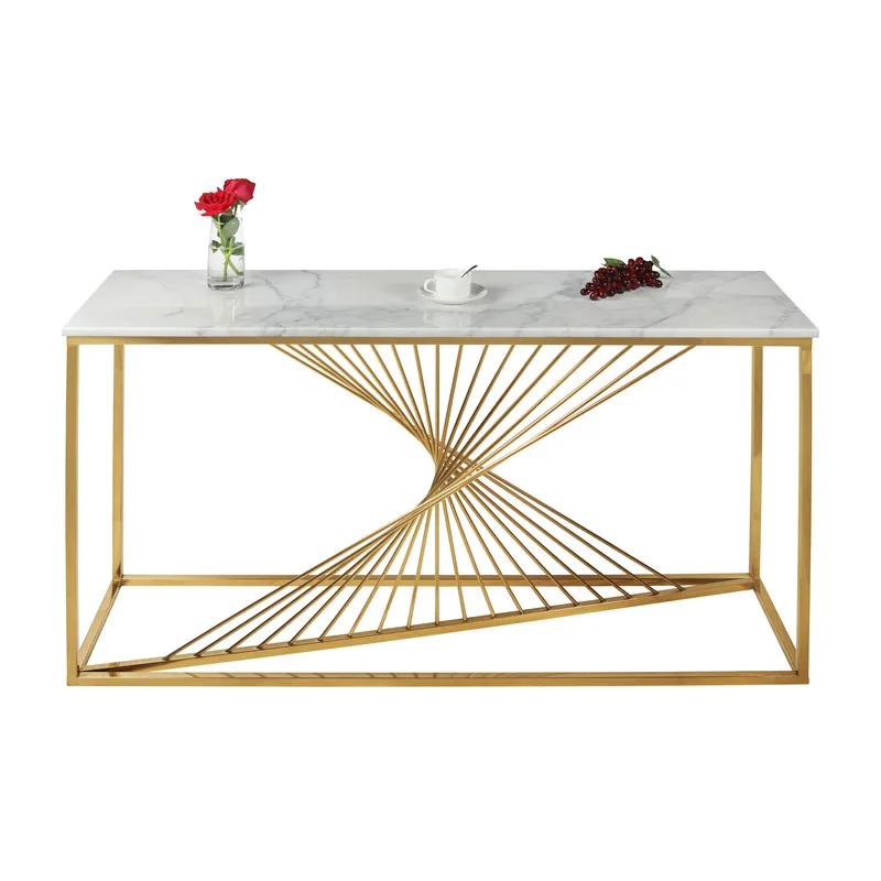 Lange Plaat Wit Marmer Top Franse Stijl Gouden Console Tafel Goud Tafel