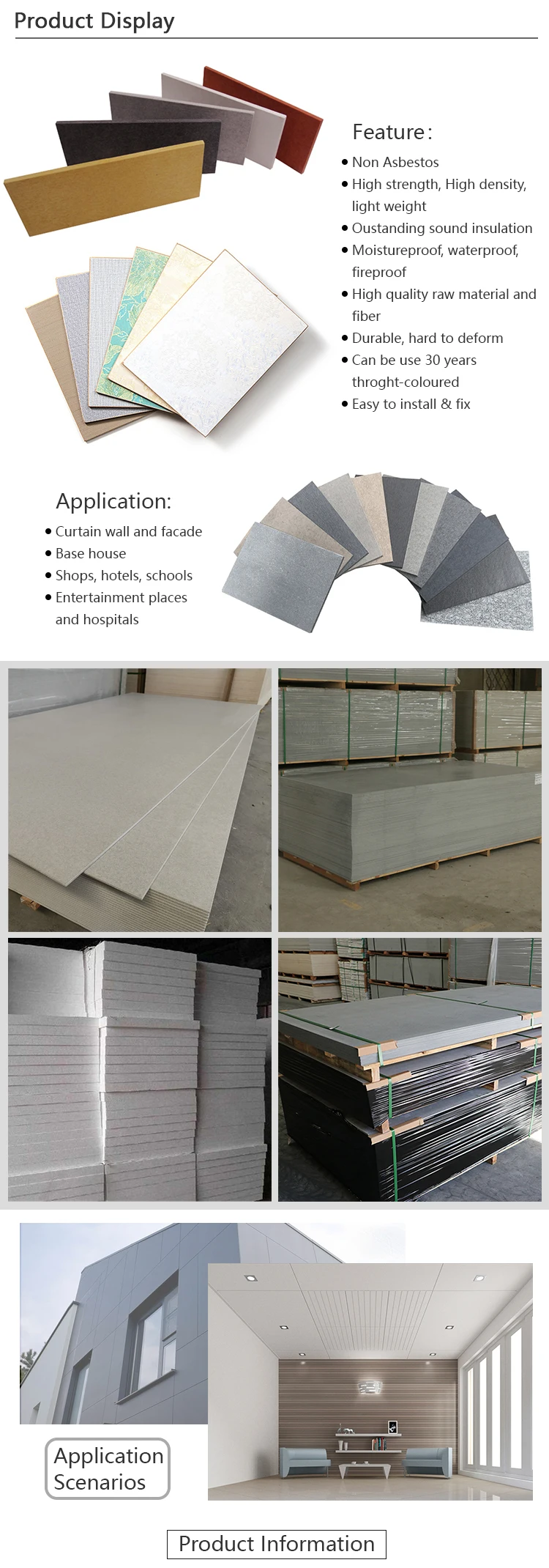 High Quality Easy Clean Cement Fibre Board Building Material 5-12Mm Cement Fiber Board