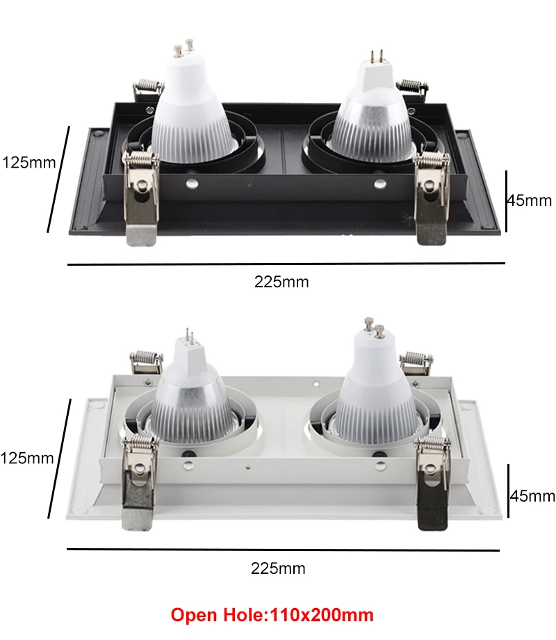 Square MR16 Recessed Lighting GU10 Halogen Lamp Holder Fittings For Led Ceiling Downlight