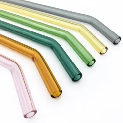 Wholesale Eco-Friendly Reusable Custom Color Drinking Boba Glass Straws Set With Brush