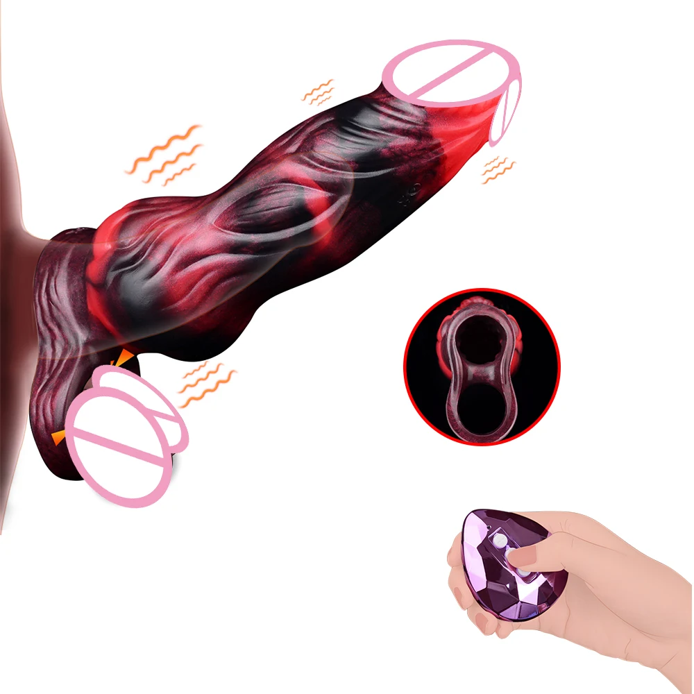 Wholesale Vibrating Penis Sleeve Extension Male Enlargement Delay Vibrators  Clits Massager Cock Sleeve Sex Toy for Men