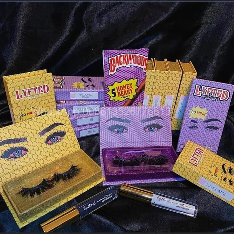 Custom Lashbox Mink 25mm Eyelashes Custom Purple Pink 3d Eyelash Package Case Backwoods Eyelash