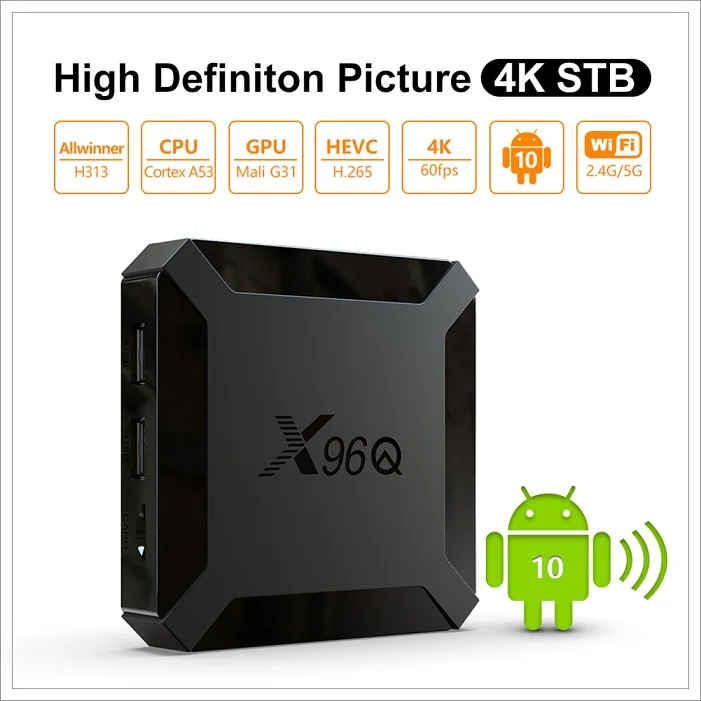 Original X96Q android tv box factory Allwinner H313 android 10 os 2gb ram 16gb rom android tv set top box X96Q