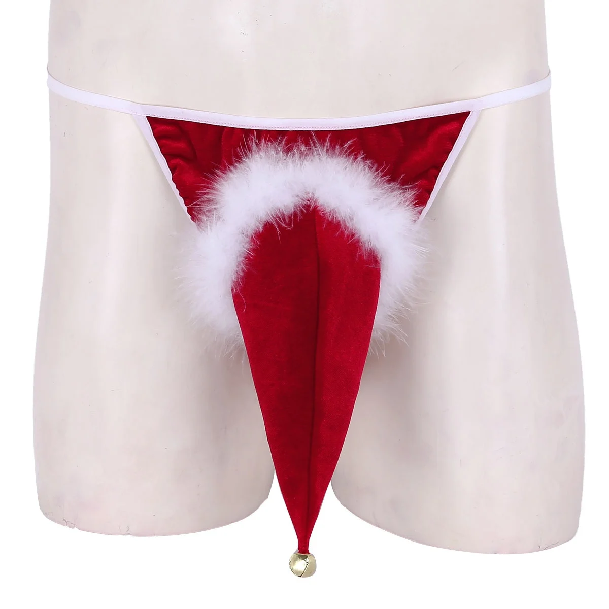 YONGHS Mens Velvet Christmas Santa Claus Briefs Underwear Holiday Party Cosplay Costume