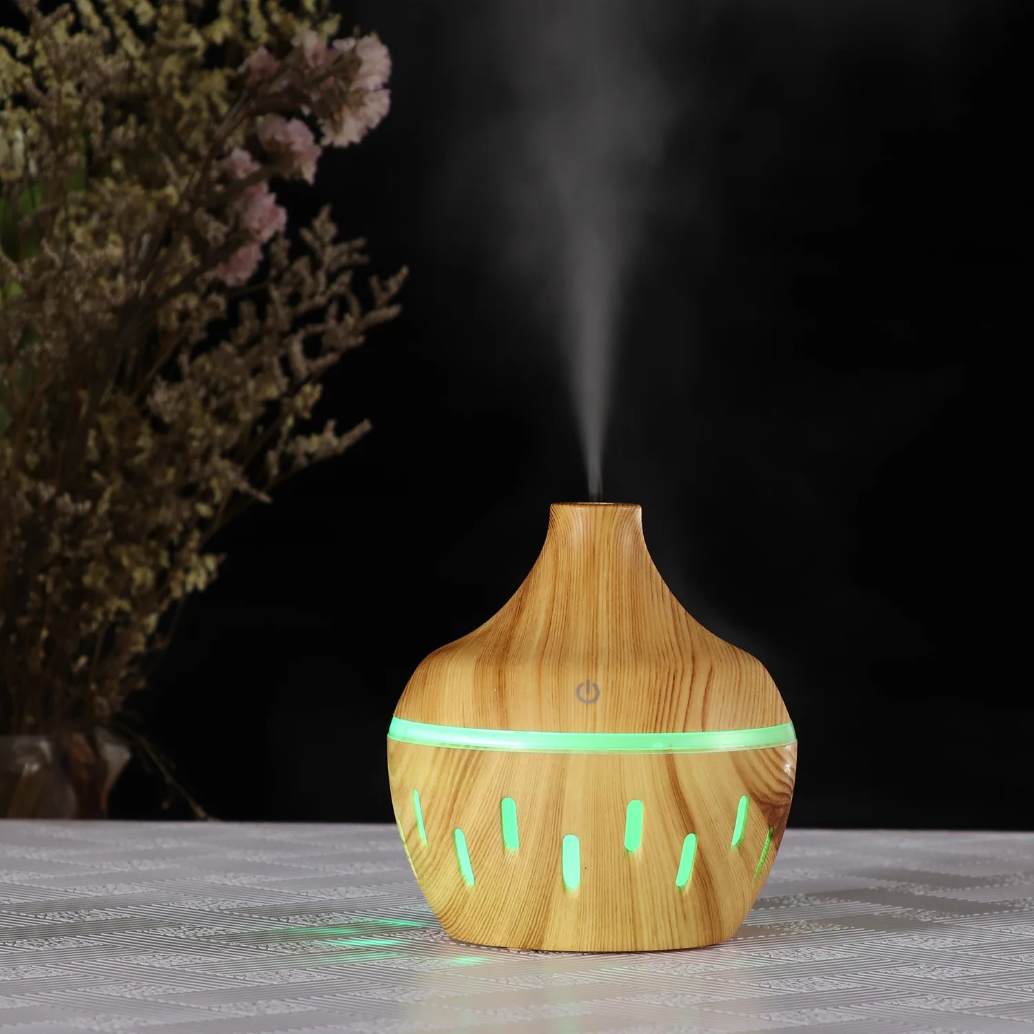 USB Air Humidifier Electric Aroma Diffuser Mist Wood Grain Oil Diffuser For Car Office Home Have 7 LED Light Humidifiers