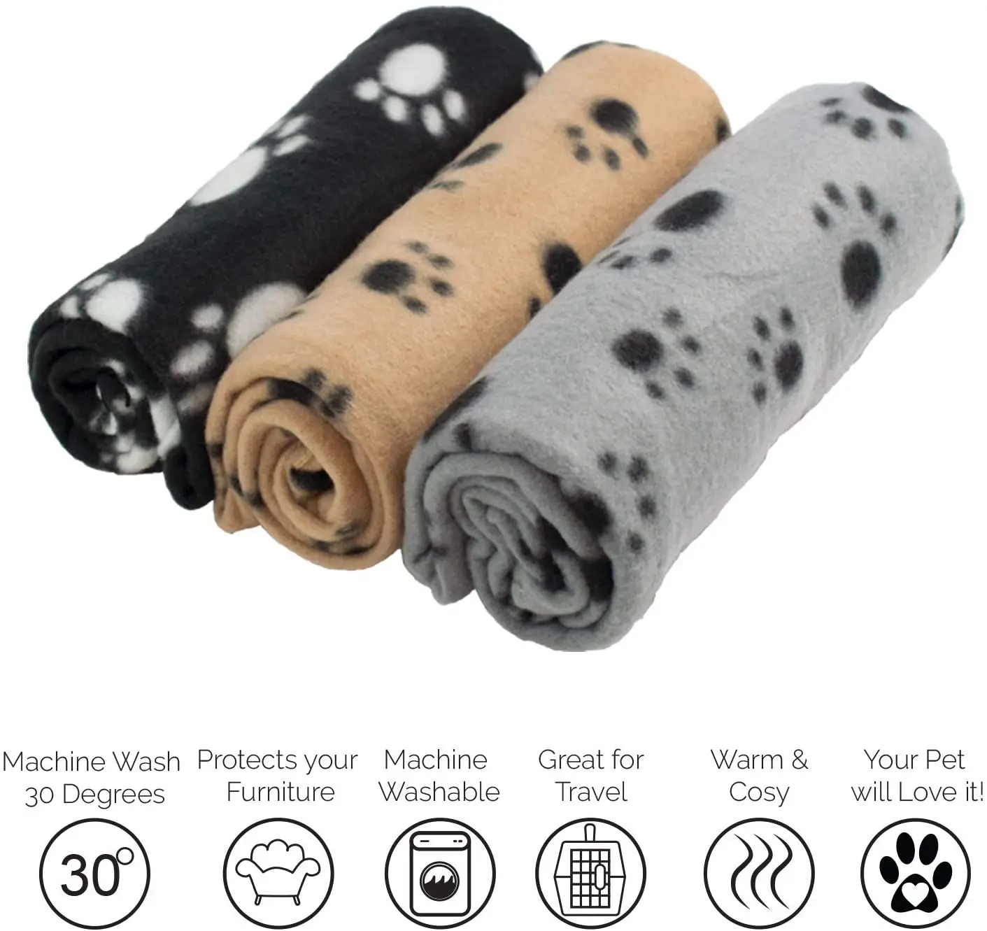 Pet Dog Blanket,Warm Dog Bed Cover Paw Print Fleece Throw Blanket For