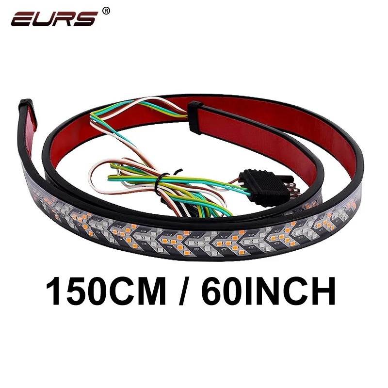 EURS 1.2/1.5M Car LED Pickup Arrow Red LED Flowing Yellow Turn Signal Lamp Scanning Brake LED Light Bar Reverse Tail Light