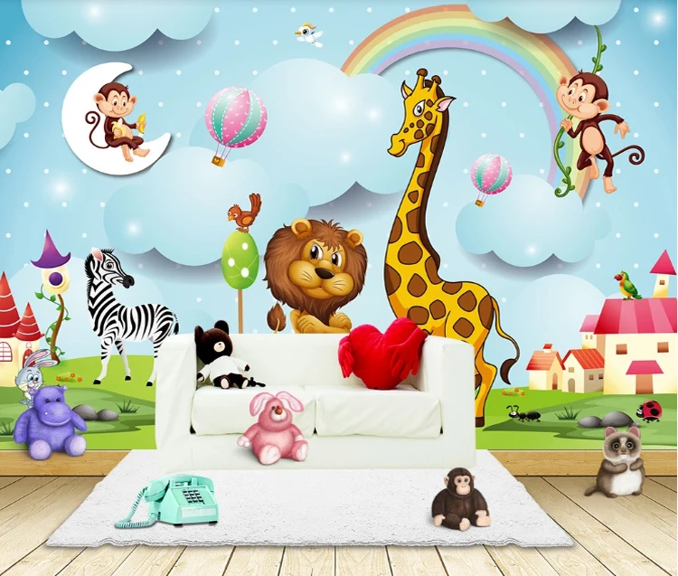 Custom Photo Wall Mural For Kids Room Animal Paradise Cartoon Children  House 3d Wallpaper Home Decoration - Buy Wallpaper For Kids Room,3d Design  Wallpaper,3d Wall Mural Product on 