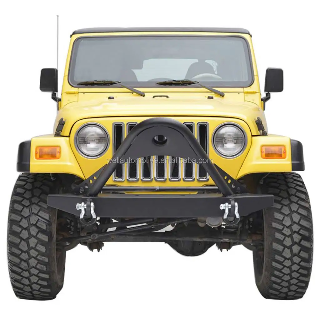 Hot Sale Off Road Replacement Parts Steel Front Bumper With D-rings For Tj  Black Front Bumper Guard For Wrangler Yj 87-06 - Buy Hot Sale Off Road  Bumper For Wrangler,Steel Front Bumper