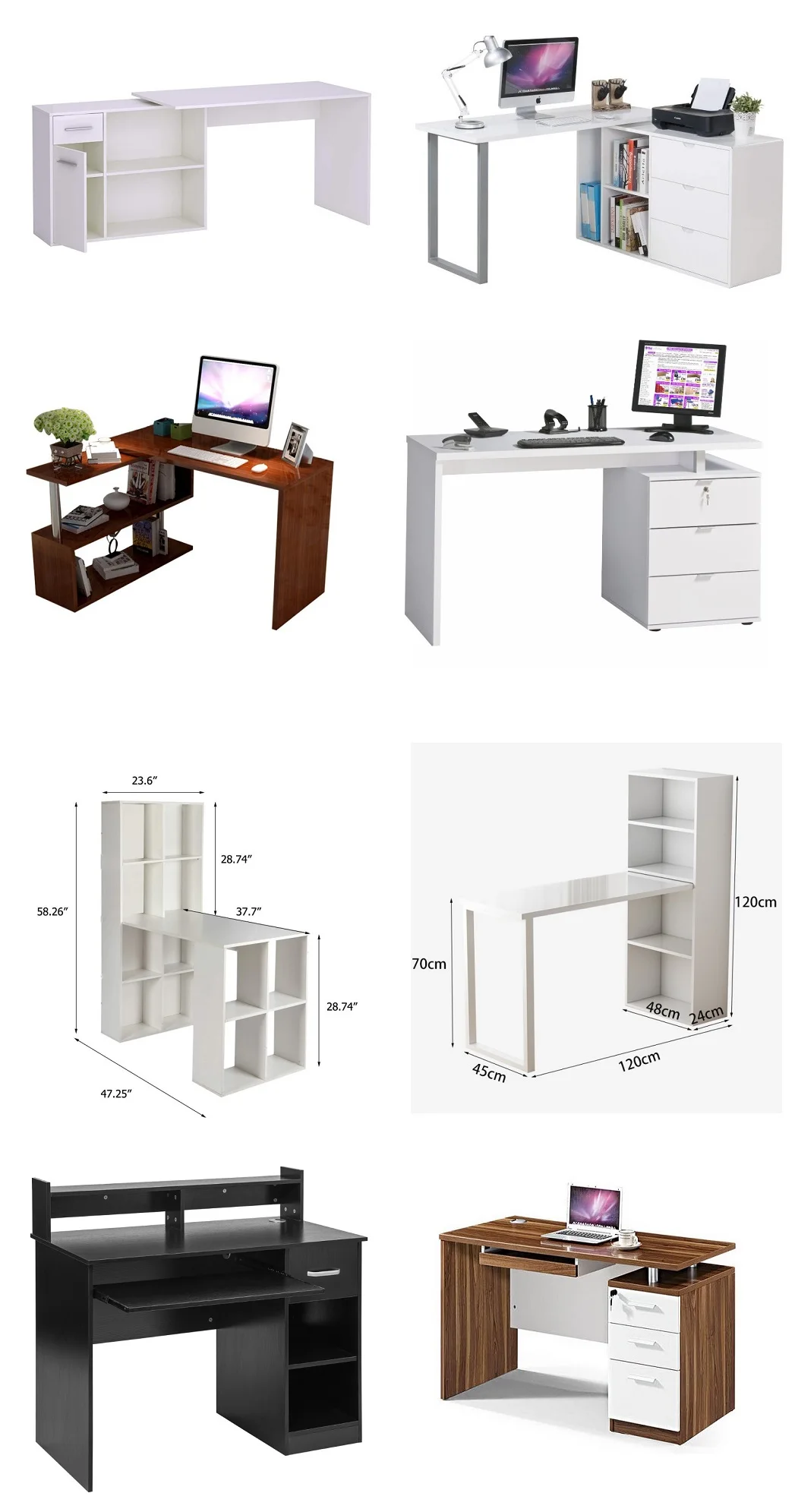 Scandinavian White Wood Desktop Study Table Laptop Pc Table Desk Home