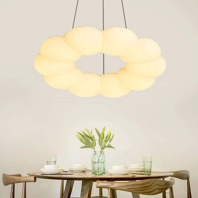 Living room flower PE diffuser wide light emitting dimmable LED chandelier pendant light