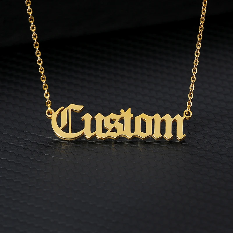 gold name plate necklace for men