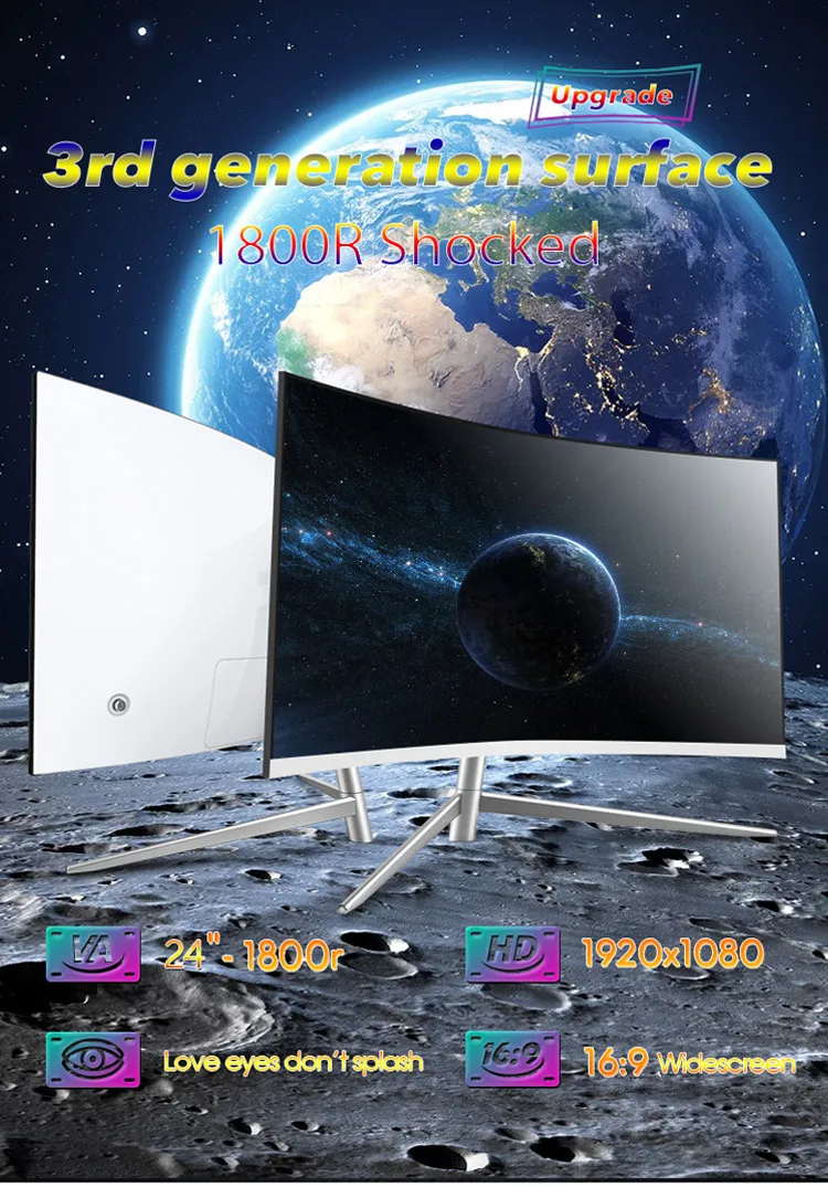 White Color Monitors Gaming 24 Inch Curved Gaming Monitor 144hz 240 Hz