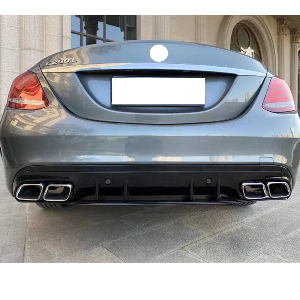 ABS Rear Bumper Diffuser Splitter With BigTips for Benz W205 S205 C180 ...