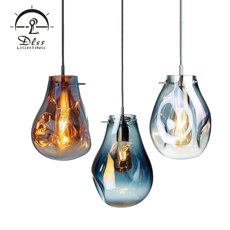 Contemporary suspended creative vintage hanging glass led pendant light