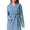 Kimono Style Bathrobes Blue Cotton Waffle Bathrobes Women SPA Bathrobe