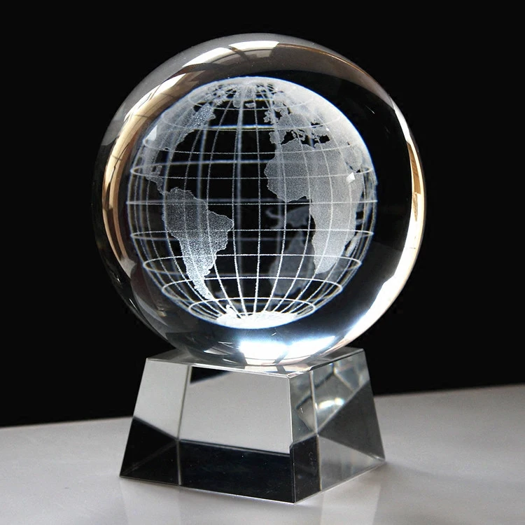 Grande Boule De Cristal Avec Carte Du Monde,Boule De Verre Laser 3d Grande Boule De Cristal Avec Carte Du Monde,Boule De Verre Laser 3d
