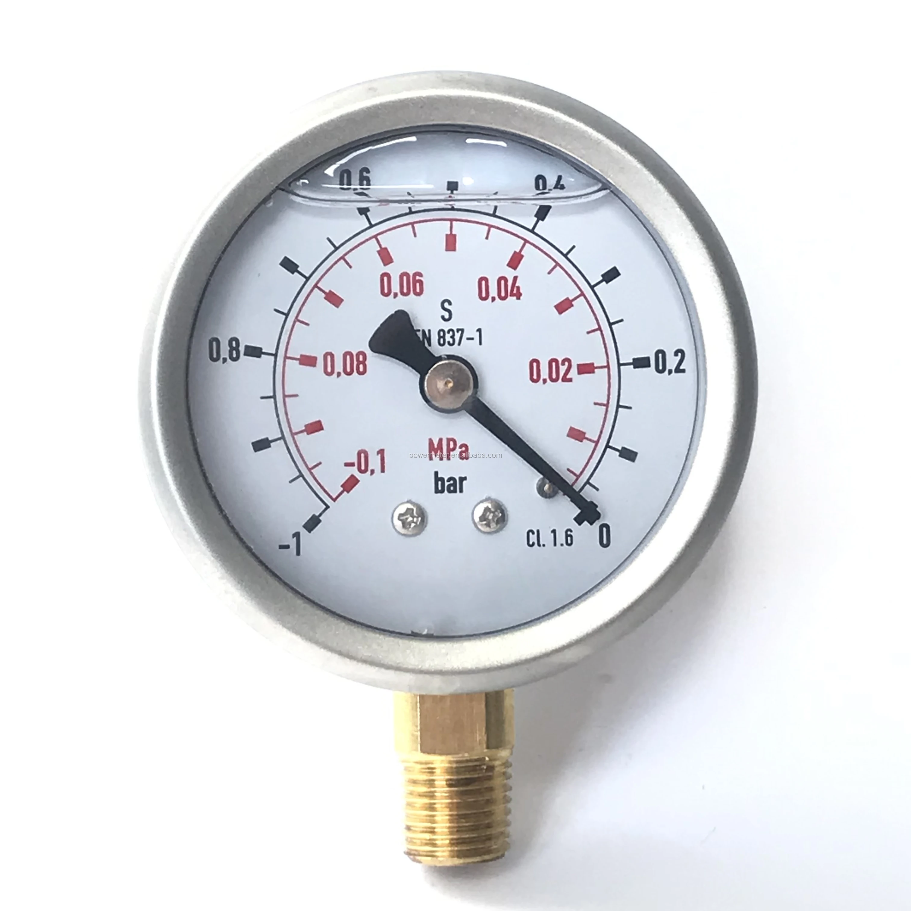 5 "液体润滑油真空表-0.1mpa/-1bar 底部连接 1/4npt