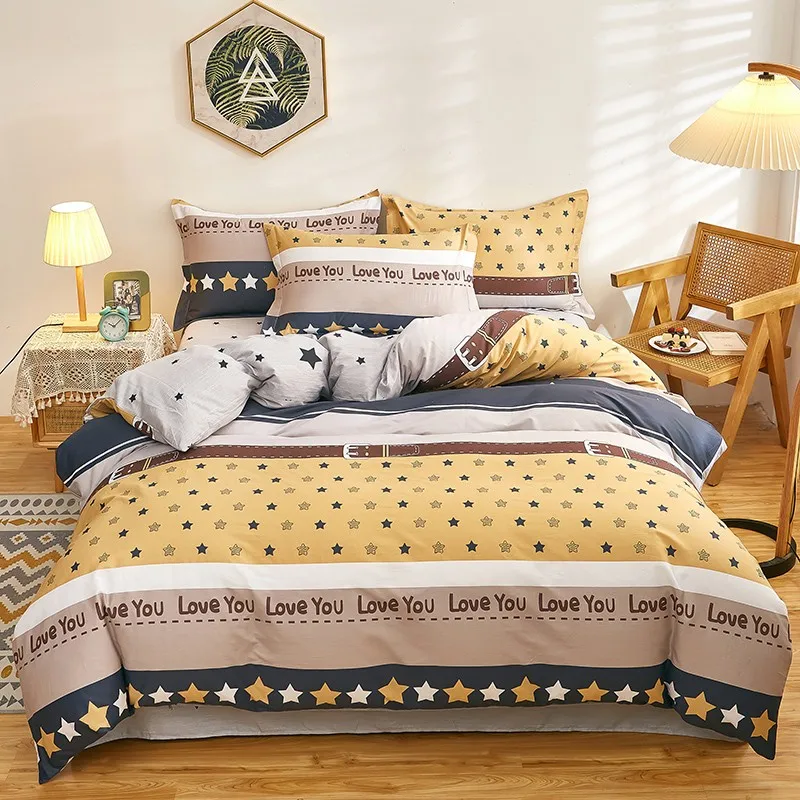 Customized 100 Cotton Double Bedding Set King Size Duvet Cover Set For