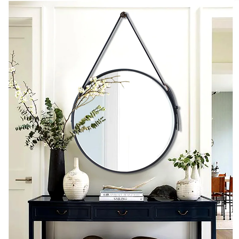 Espejo Decorativo De Cuero Pu Para Colgar En La Pared,Espejos Para