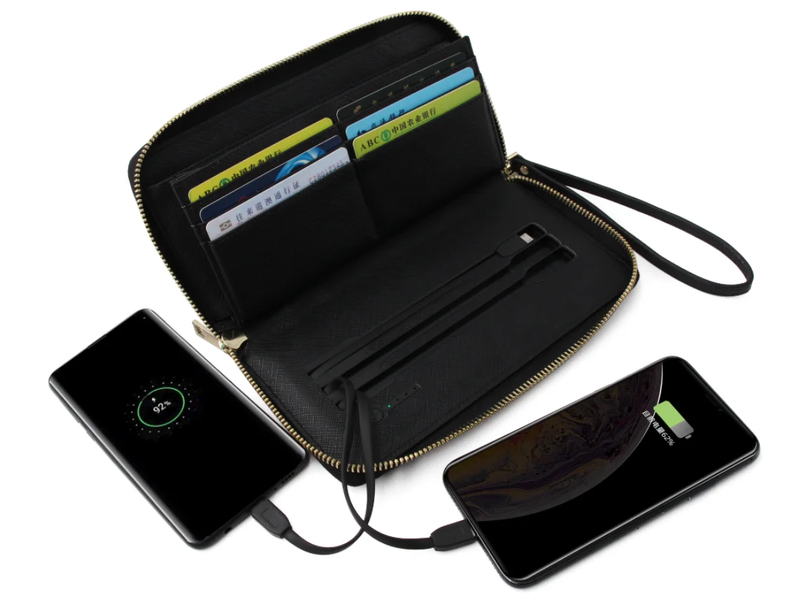 Zipper Wallet With Wireless Charger Power Bank For Travel Buy Zipper