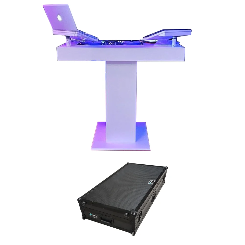 Black White Red Gold DJ Control Tower Podium Travel Stand for