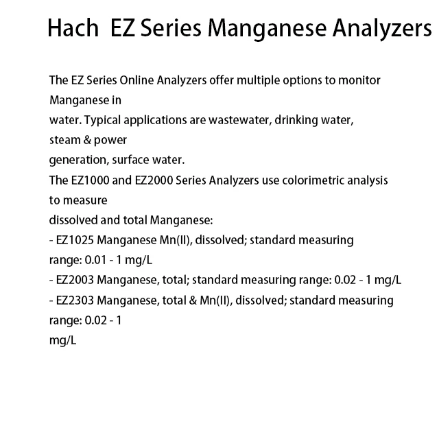 Hach Ez Series Manganese Analyzers Buy Hach Ez Series Manganese