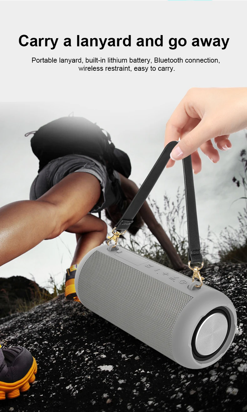 2020 waterproof Portable wireless blue-tooth mini speaker amplifier with TWS series connection FM Udisk TF Card handsfree rope - ANKUX.COM