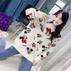 Hot sale crew neck custom fit loose knitted cute print women sweater
