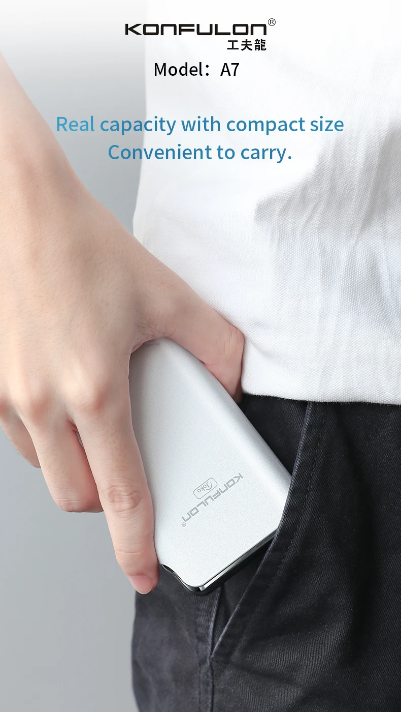 Konfulon Portable 3 Input Ports Power Bank 20000mAh High Capacity Thin Slim Small - ANKUX.COM