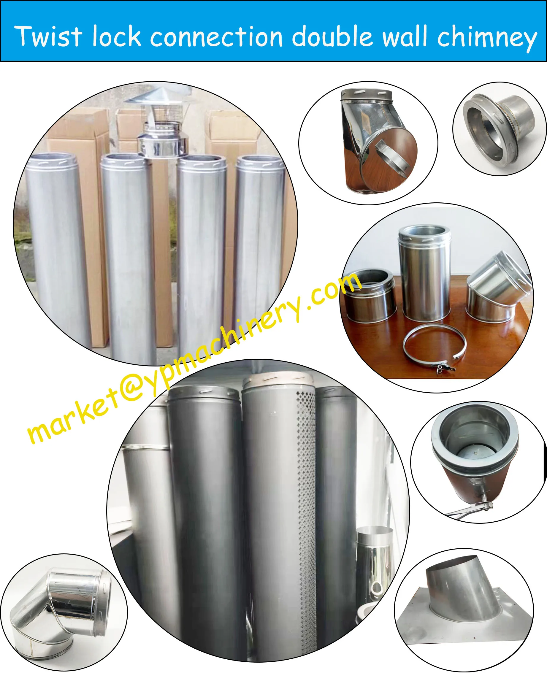Doublewall Design Stainless Steel Chimney Pipe Class A Venting Pipe For Woodburning Stove