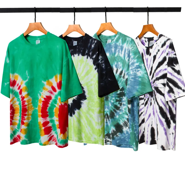 
2020 Fashion OEM Casual Loose 100% Cotton Men Tie Dye Vintage Custom T Shirt Men Clothes 