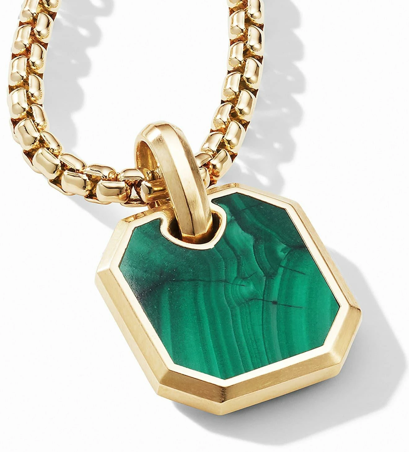 Stainless Steel Jewelry Natural Stone Hexagon Pendant Malachite