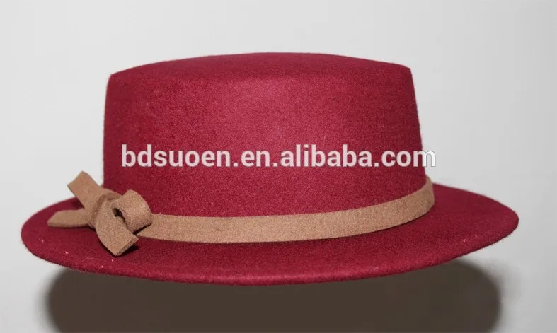 Womens yellow elegant wool felt boater hat wholesale