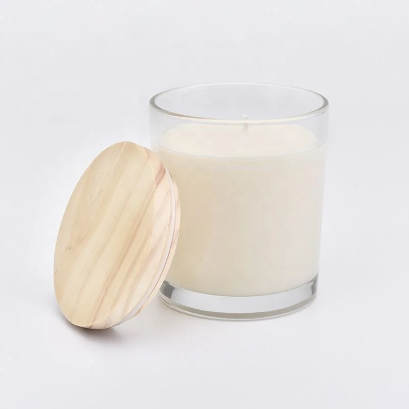 100% Soy Wax Clear Glass Candle Jars With Wooden Lids