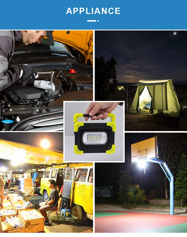 Multifunctional Rechargeable Power Bank Outdoor Searchlight Portable USB Charging/Solar Powered Led Flood Cordless Work Light