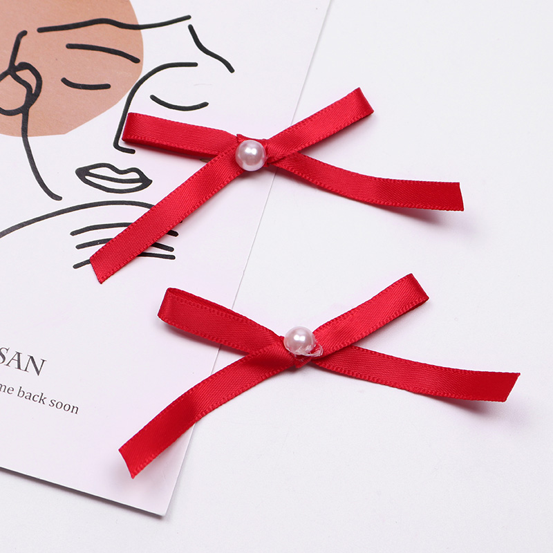 
Small Satin Ribbon Bow With Pearl For Lingerie Decoration 