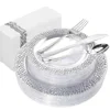 150pcs luxury Summer Silver Plastic Dinner Set