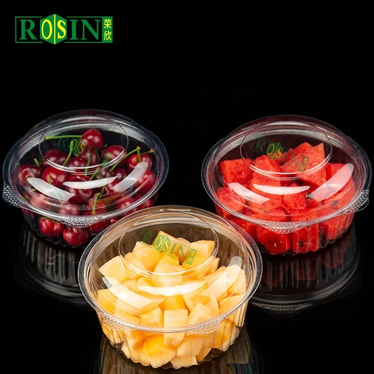 Custom Hinged Disposable Clear Plastic Fruit Salad Packaging Box
