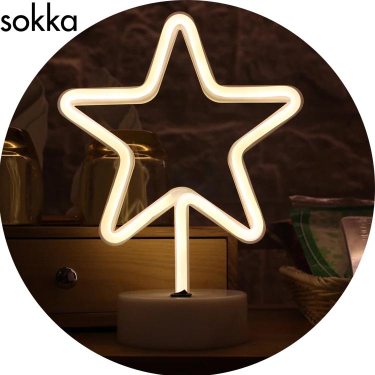 Amazon Gold Supplier 3*AA LED Neon Lamp Neon Stand Night Light Nursing Light for Living Room, Party Decoration, Bedroom Star