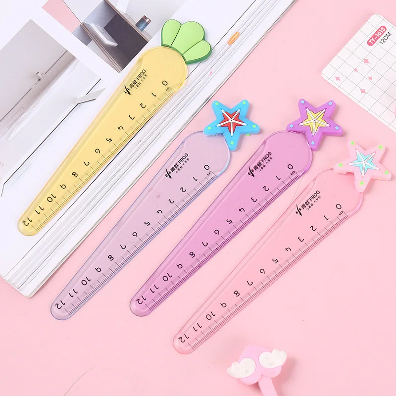 Creative Cartoon Carrot Shape Girls Drawing Plastic Cute Ruler For ...