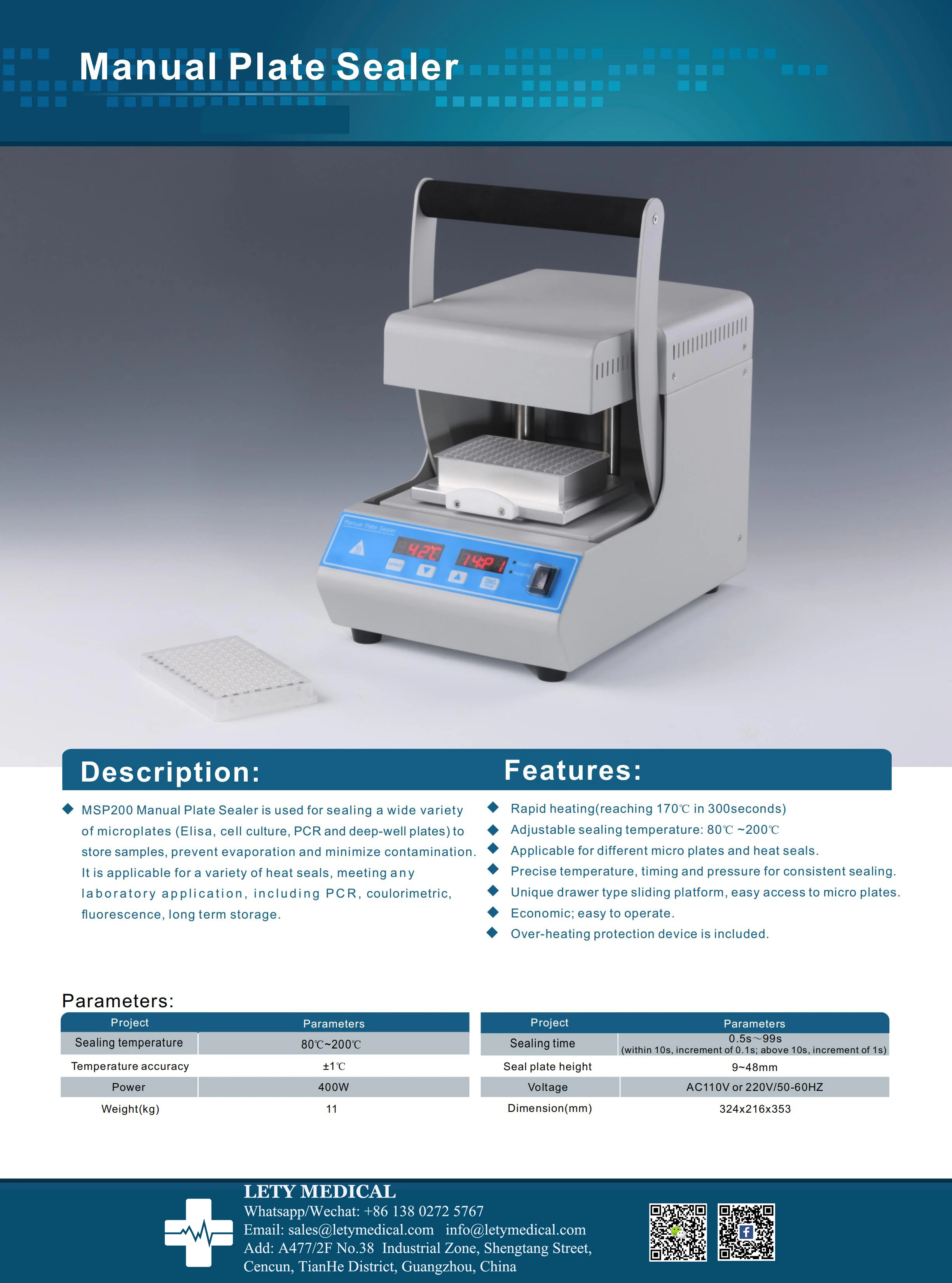 Microplate Manual Plate Sealer For Elisa Cell Culture Pcr And Deepwell