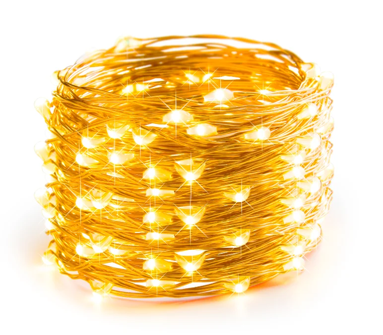 CYLAPEX 5m 50 Leds Fairy String Lights Sliver Coated Copper Wire String Lights Warm White