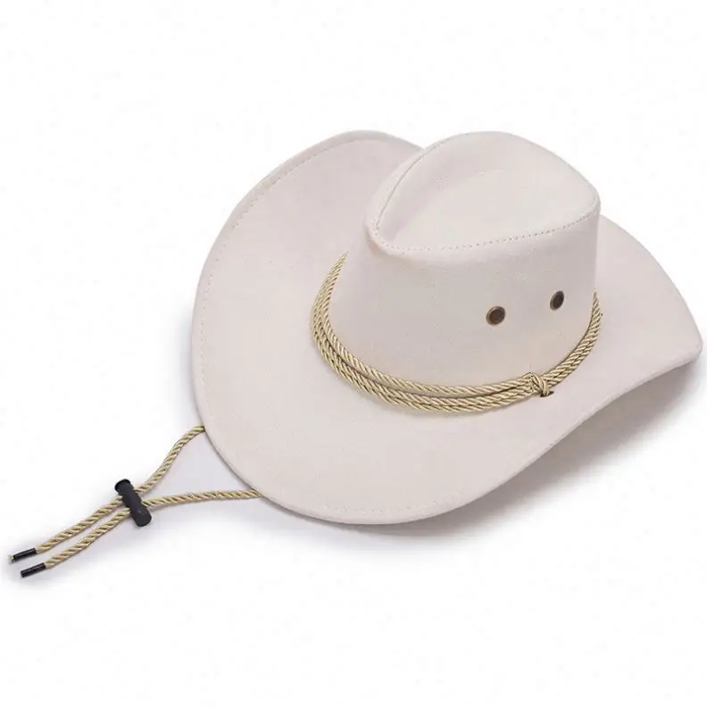 Wholesale Pure White Color Cowboy Hat,Synthesis Fibre Fedora Felt Hat In Western Cowboy Style