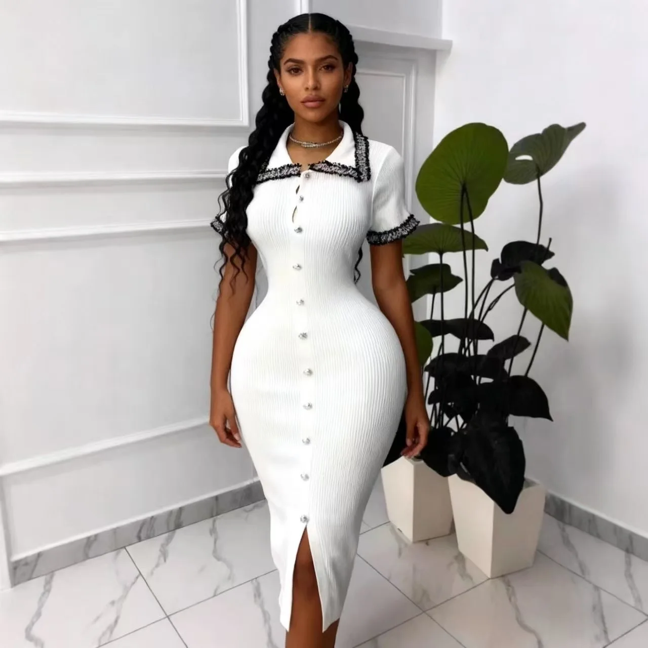 collar neck midi dress Feodora