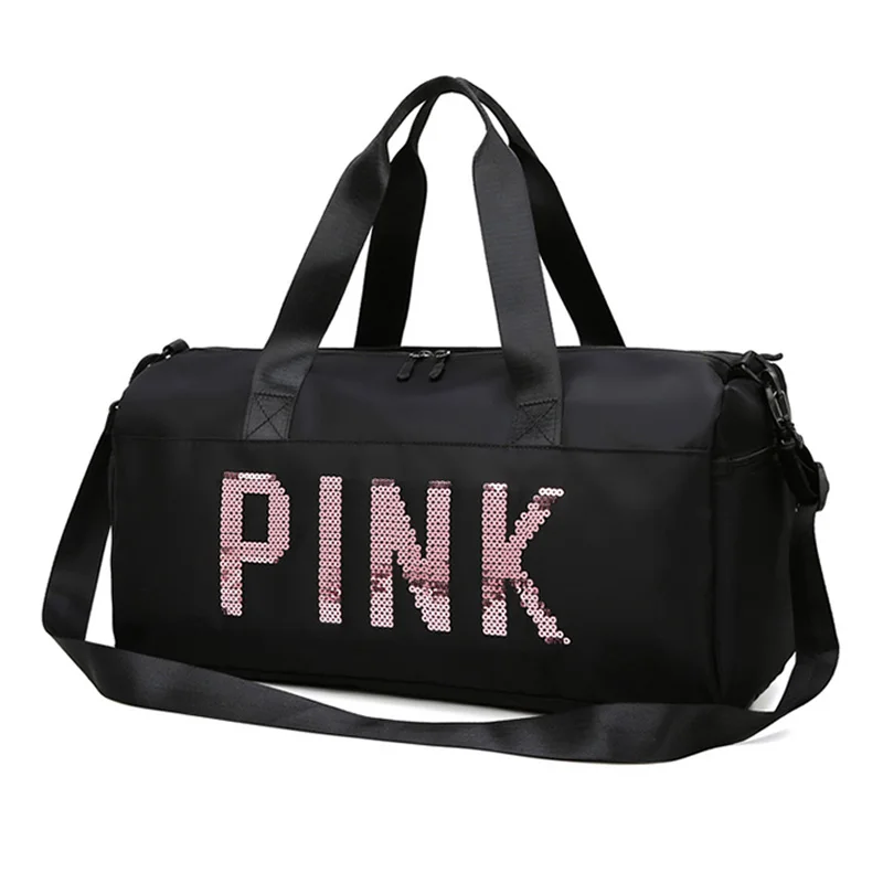 Newest Stylish Pink Duffle Large Capacity Hand Bags Nylon Sequin ...