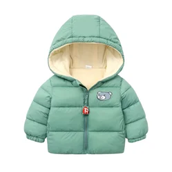 Aliexpress Hot sell pure color Plus thick velvet Hooded jacket baby girl coat winter