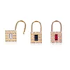 micro pave cz colorful birthstone cubic zirconia gold plated lock clip earring
