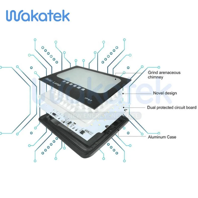 Wakatek Latest landscape projector lamp ip67 water proof 3.2v led solar flood light 300w 200w 100w